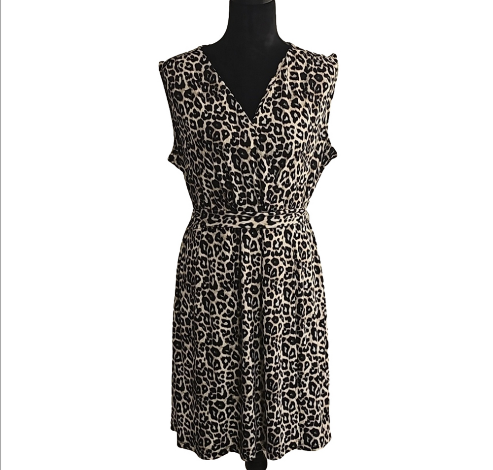 Apt 9 sleeveless leopard print belted dress size xl